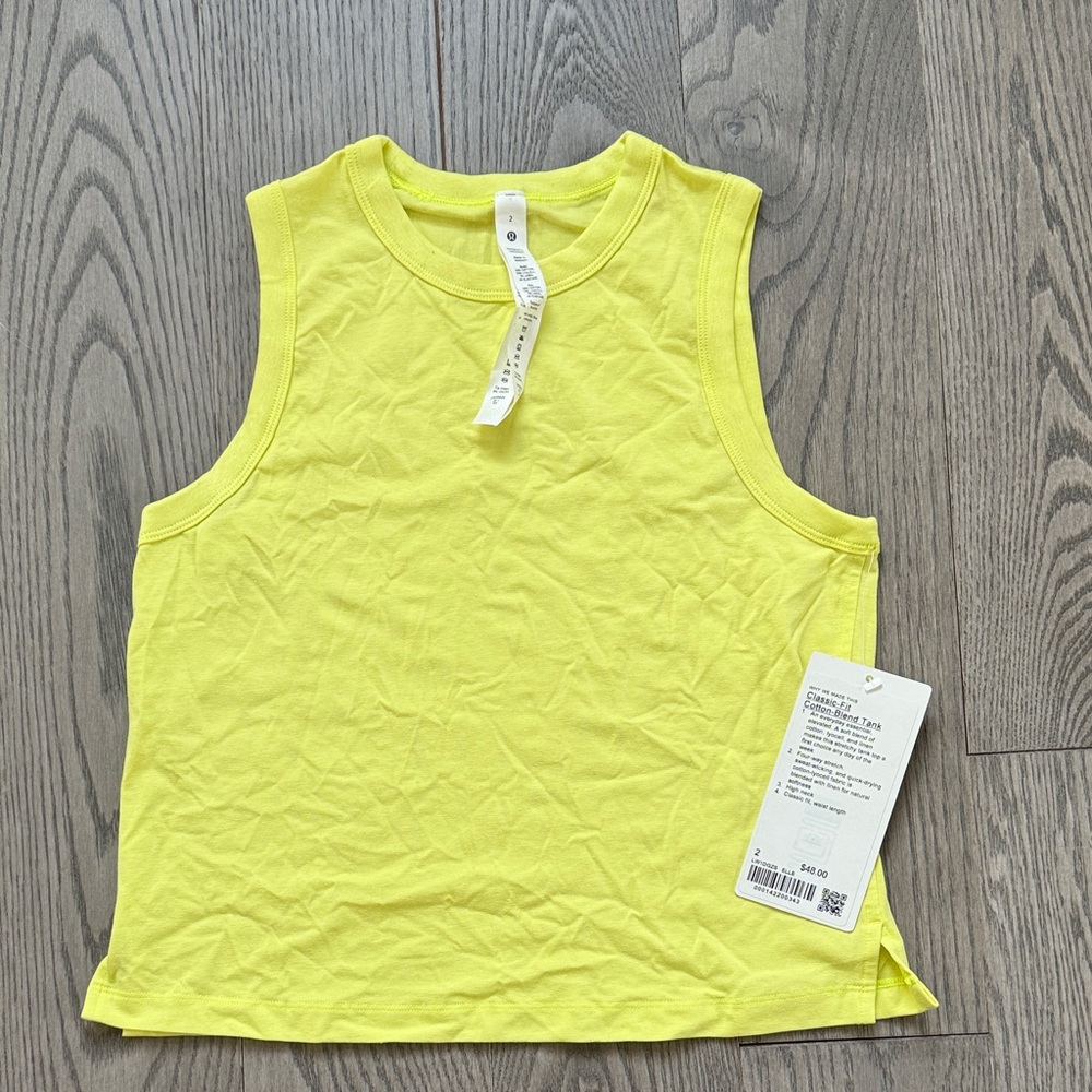 Lululemon Classic Fit Cotton Blend Tank Yellow Size 4